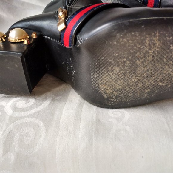 Gucci Women's Black Pearl & Stud Peyton Boots - Picture 6 of 10